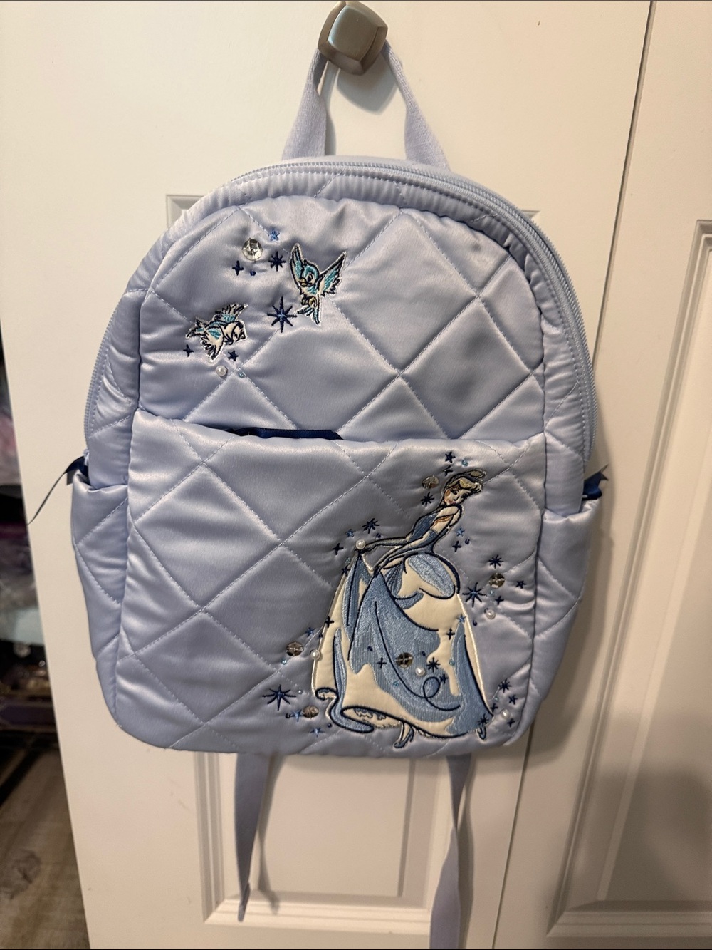 Vera Bradley Light Blue Quilted Mini Backpack with Cinderella Embroidery